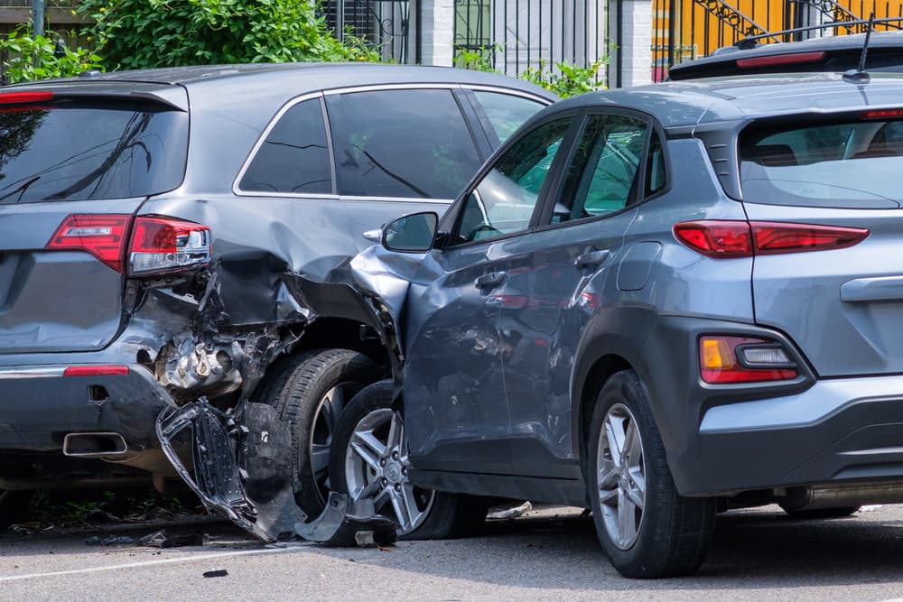 Image of recent car accident in Stockton, California. If you need help getting a car accident police report call the experts at Roberts Personal Injury & Car Accident Lawyers. 